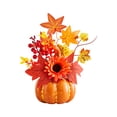 thumbnail image 2 of Darzheoy Halloween Thanksgiving Centerpiece, Artificial Pumpkin Floral Arrangement, 4 Styles Fall Maple Sunflower Berry, Table Centerpiece for Mantel, Table, Dining, Home, Entryway, 2 of 6