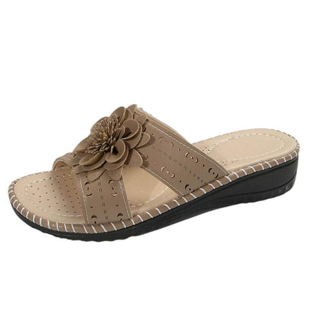 

Ladies Casual Sandals Fashionable Flower Wedge Flat Casual Sandals