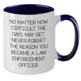 thumbnail image 2 of Inspiring Law Enforcement Officer Two Tone Coffee Mug, Gifts from Family, Friends, or Coworkers for Law Enforcement Officer Graduation, No Matter How Difficult The Days May Get., 2 of 5
