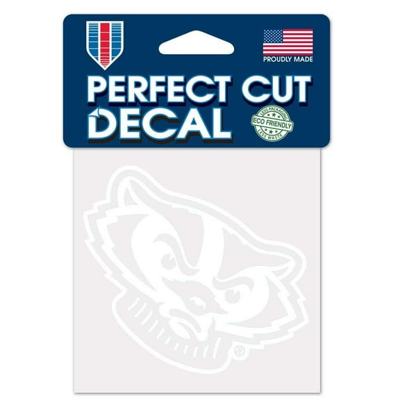 WinCraft NCAA Wisconsin Badgers 4x4 Perfect Cut White Decal, One Size, Team Color