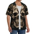 thumbnail image 2 of Gukieu Metal Style Horned Skull Print Men's Short-sleeved Shirts, Button-down Pocket Shirts, T-shirts, Beach Vacation Travel Summer Clothing-Small, 2 of 5