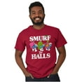 thumbnail image 5 of Smurf the Halls Christmas Presents Men's Graphic T Shirt Tees Brisco Brands S, 5 of 6