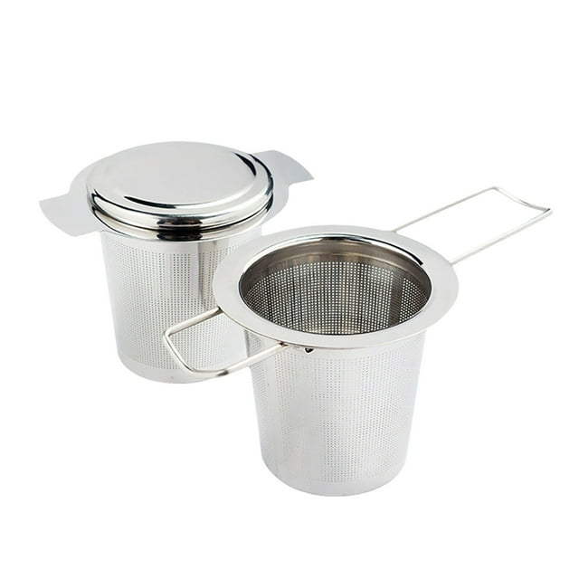 Pack Tea Strainer for Loose Tea for Cup Tea Strainer Stainless Steel with Lid and Foldable Handles 304 Tea Strainer Made of Stainless Steel Fine Mesh for Most Tea Cups and Tea