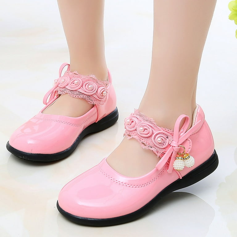 Lovskoo Girls Closed Toe School Uniform Shoes Dress Shoes Strap Formal Slip-On  Princess Leather Shoes (Toddler, Little Kid, Big Kid) Pink 