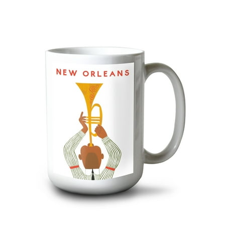 

15 fl oz Ceramic Mug New Orleans Louisiana Horn Player Dishwasher & Microwave Safe