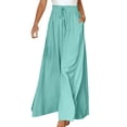 thumbnail image 2 of ClodeEU Women's High Waisted Wide Leg Pants,Casual Summer Elastic Waist Flowy Palazzo Trousers with Pockets Green,Women's Plus L, 2 of 7