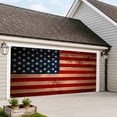 thumbnail image 4 of American Flag Garage Door Cover Banner 6 x 13 FT, Blue Red USA Flag Vintage Wooden Garage Door Curtains Backdrop with Grommets for Indoor Outdoor Wall Party Porch Yard Decorations Background, 4 of 9