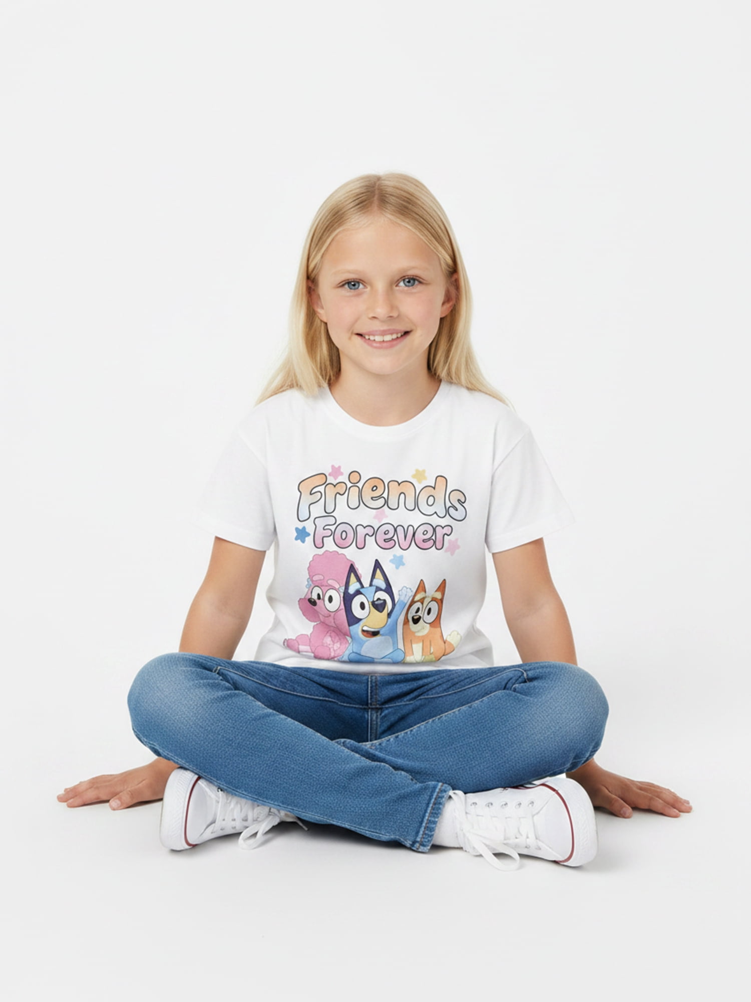Bluey Girls' Graphic Tee with Short Sleeves, Sizes 4-16