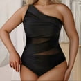 thumbnail image 2 of QHFBli Women Mesh One Piece Swimsuit - Tummy Control One Shoulder Bathing Suit Cut Out Swimwear, 2 of 8
