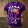 thumbnail image 4 of LIIPEE Boys Kids Crew Neck Short Sleeve TShirt With 250 Years We The People American Flag 1776-2026 Vintage Letter Print For Fourth Of July Daily Wear Purple 4-5 Years, 4 of 5