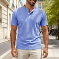 thumbnail image 2 of biudgviw Men's Henley Short Sleeve Shirt Casual Stylish Summer Tee Tops Comfy Textured Button T-Shirt for Everyday Wear, 2 of 6