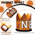 thumbnail image 6 of Basketball 1st Birthday Hat, Baby Boys First Birthday Glitter Crown Orange, One Year Old Sports Theme Party Photo Props Decorations Supplies Favors, 6 of 7