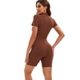 thumbnail image 6 of FITOP Women's Short Sleeve Workout Jumpsuit Zip Up Romper Bottom Shorts Bodysuit Bodycon Sexy One Piece Size M, 6 of 6