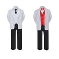 thumbnail image 2 of 7pc Boy Formal Necktie Black White Suit Set Satin Bow Tie & Vest Baby Sm-20 Teen, 2 of 3