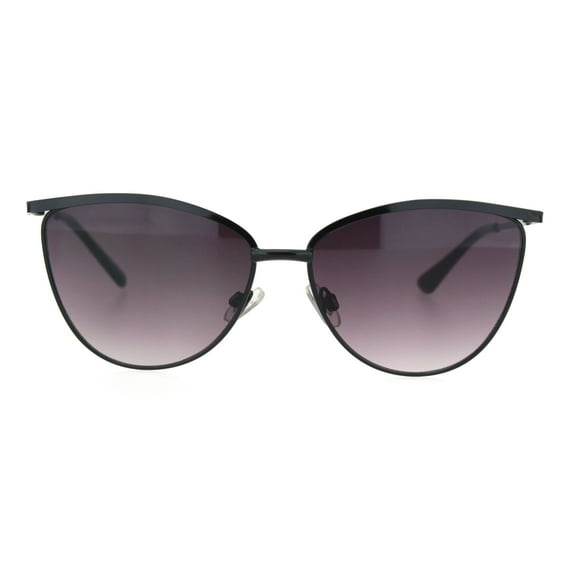 Womens Luxury Metal Rim Cat Eye Designer Fashion Sunglasses Black Smoke