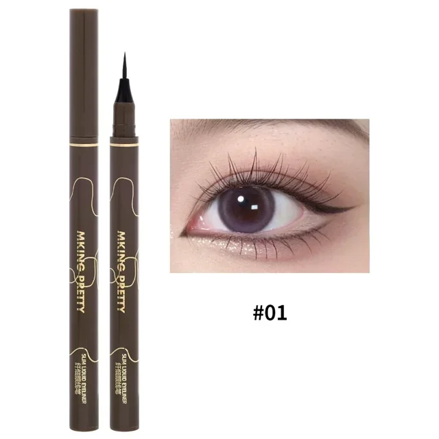 Lápiz Delineador de ojos líquido mate, ultrafino, resistente al agua, duradero, no florece, fácil de colorear, negro, herramienta de maquillaje (C01