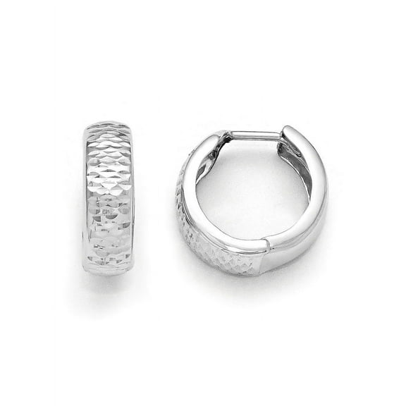 Primal Gold 10 Karat White Gold Diamond-cut Hoop Earrings