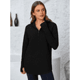 thumbnail image 5 of Olaglory Womens Quarter Zip Pullover Sweater Long Sleeve Casual Loose V Neck Collared Ribbed Knit Jumper Tops with Thumb Hole, Fall Winter Fashion 2026, Black, 5 of 8