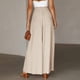 thumbnail image 4 of Falda Pantalones de pierna ancha para mujer Pantalones de cintura elástica de moda Pantalones femeninos simples (Beige XL) Kuymtek Beige T XL para Mujer, 4 of 5