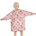 thumbnail image 3 of Pink Cow Strawberry Head Pattern Blanket Hoodies for Kids 6-13YR Oversize Wearable Blanket Hoodies for Boys Girls Teens, 3 of 7
