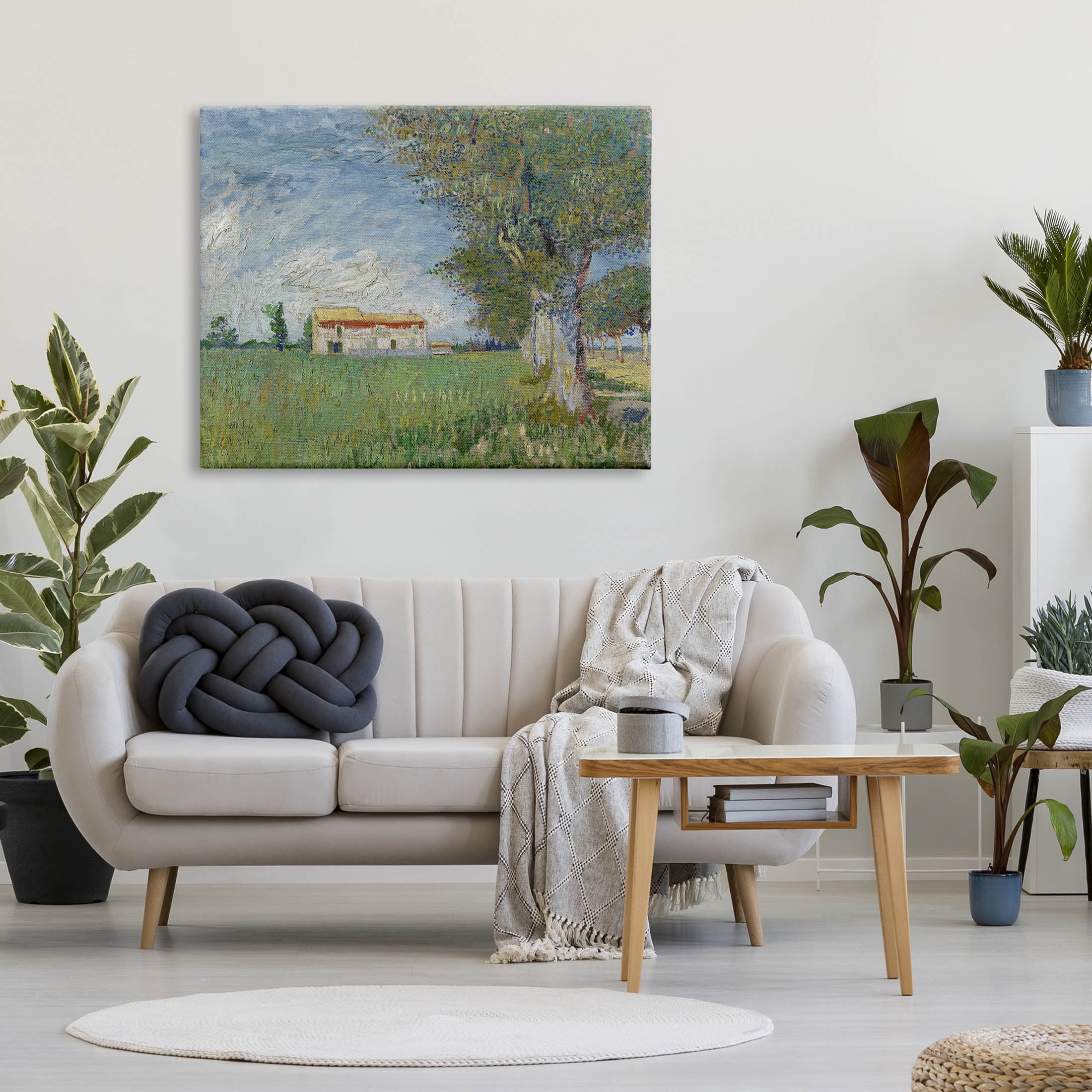 Farmhouse In The Corn Van Gogh Landscape Landscape Painting Gallery Wrapped Canvas Print Wall Art