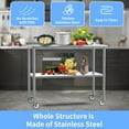 thumbnail image 2 of ROVSUN 36'' x 24'' Stainless Steel Table for Prep with Backsplash & Wheels, 2 of 8