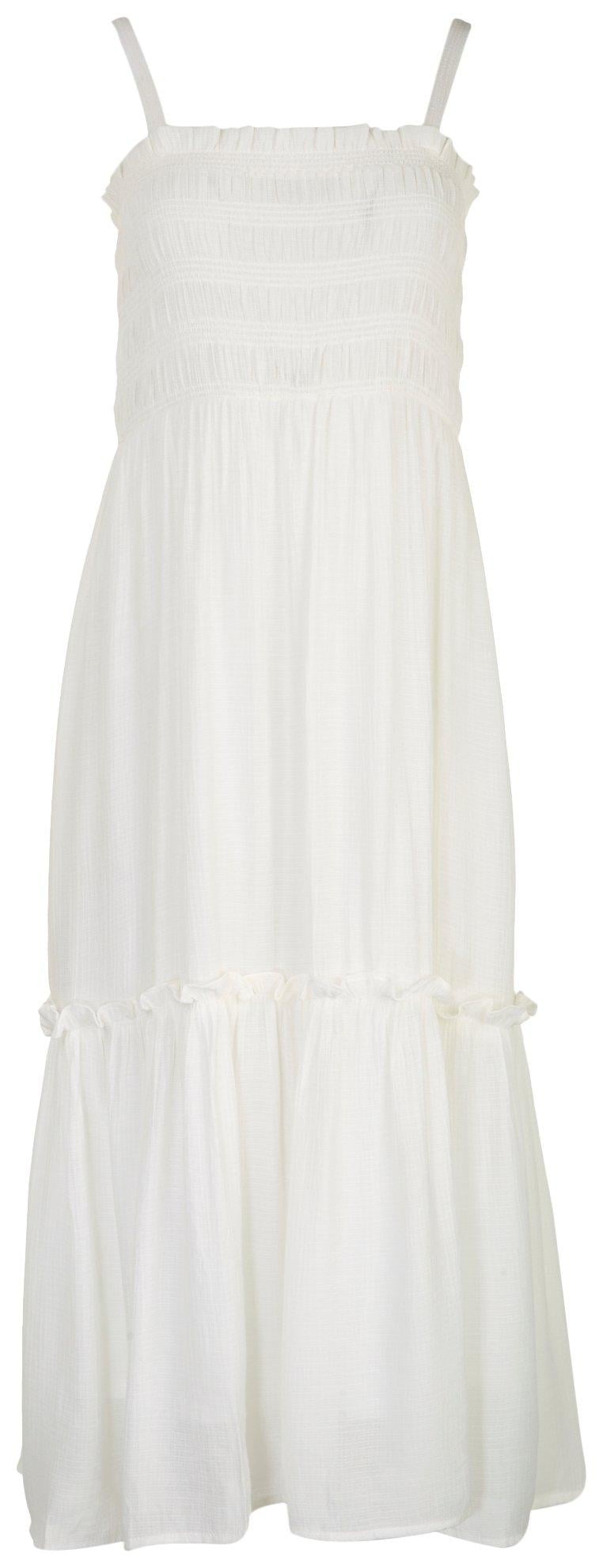 LUSH Womens Solid Smocked Flowy Maxi 