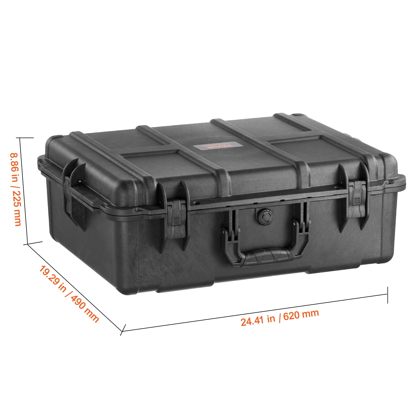 VEVOR Weatherproof Hard Case, Heavy Duty Protective Dry Box Case with Pre-cut Foam, and Retractable Pull Handles for Travel, Hunting, Military, Tactical, IP67 Waterproof Case for Cameras (56.1x37x26)