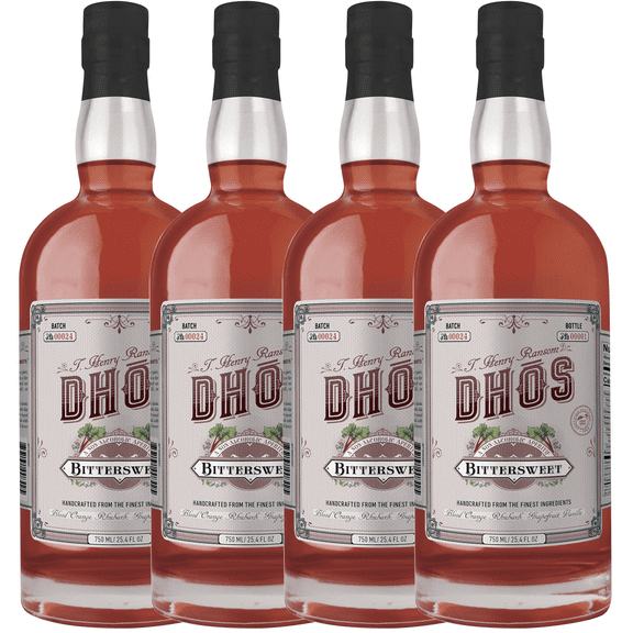 Dhos Handcrafted Non-Alcoholic Bittersweet Liqueur Aperitif 4 Pack - Keto-Friendly, Zero Sugar, Zero Calories, Zero Proof - 750 ML - Perfect for Mocktails