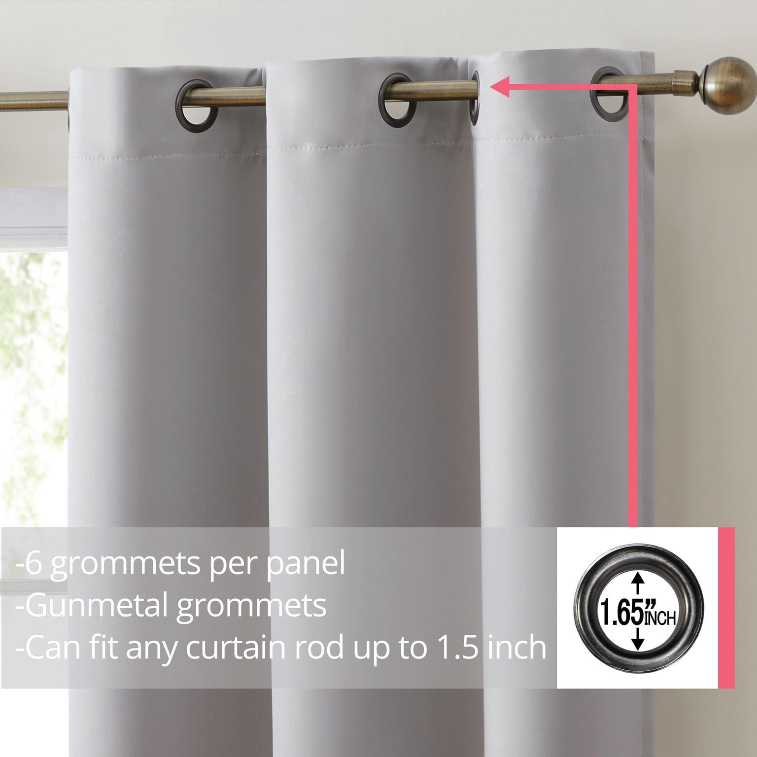 THD Lawrence 100% Blackout Thermal Grommet Window Curtain Panels for Bedroom and Living Room - Total Privacy and Energy Efficiency - Set of 2