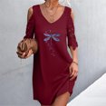thumbnail image 1 of SMihono Robe d'Été Grande Taille pour Femmes 2023 Mode Femmes Décontractée Aguichant à Col en V Imprimé Dentelle d'Été à Manches Courtes Robe Mini, 1 of 9