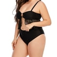 thumbnail image 4 of Women's Solid Color Sexy High Waist Bikini Split Lace Ruffled Plus Size Swimsuit, 4 of 5