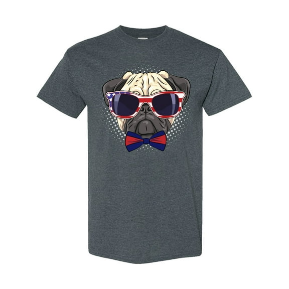 Inktastic Pug Dog July 4th Patriotic Sunglasses T-Shirt