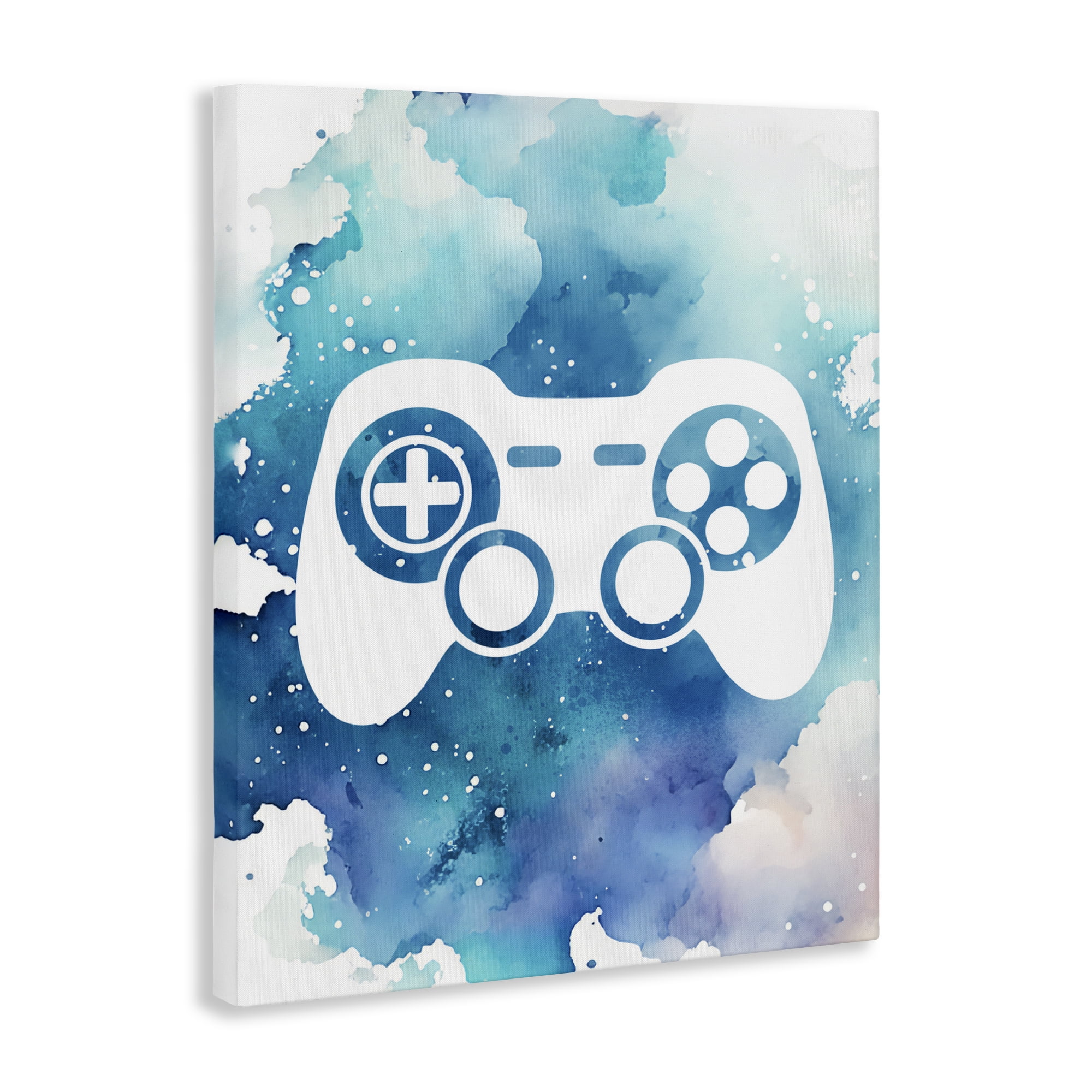 Blue Controller Splatter Canvas Wall Art, design by Marcus Prime