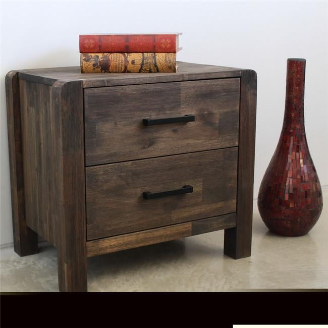 Larry 2Drawer Side Table, Rustic Teak Finish
