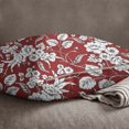 thumbnail image 3 of S4Sassy Square Maroon Floral Print Cushion Cover Decorative Cotton Poplin Pillow Case 1 Pair-26 x 26 Inches, 3 of 4