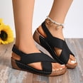 thumbnail image 2 of Bmisegm Sandales pour Femmes d'Été Rétro Unies en Cuir à Talon Compensé Épais à Semelle Épaisse Grande Pointure Sandales pour Femmes d'Été Noir 8, 2 of 9