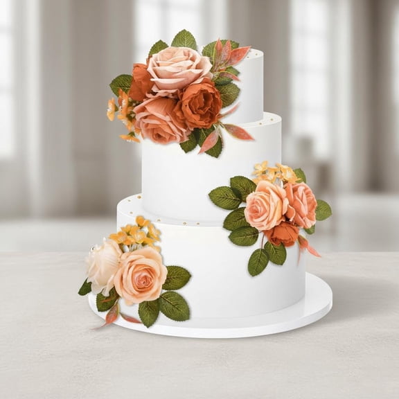 Wedding Cake Topper Flowers, Pre-made Artificial Rose Cake Decorations for Party Home Decor