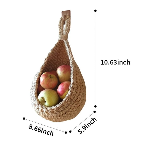 Hanging Basket for Pantry, Potato Garlic Onion Pantry Storage Baskets, Boho Wall Baskets for Kitchen, Garlic Keeper, Bohemian Handwoven Wall Mount Fruit or Veggie Basket Decor M