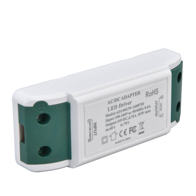 LED Transformer, AC100-240V Easy Install 24V DC 0.75A Stable Performance LED Power Supply Driver for Kitchens