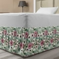 thumbnail image 1 of Vintage Rose Bed Skirt, Rhythmic Victorian Look Flowers Rustic Composition, Elastic Bedskirt Dust Ruffle Wrap Around for Bedding Decor, 4 Sizes, Blush Emerald, by Ambesonne, 1 of 2