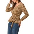thumbnail image 4 of INSPIRE CHIC Women's Floral Long Sleeve Square Neck Peplum Blouse with Belt XS Yellow, 4 of 7