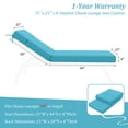 thumbnail image 6 of Pakunoda Chaise Lounge Cushions Set of 2, 72" x 21" x 4" Outdoor High-Density Foam Patio Furniture Lounger Replacement Cushions with Zipper Ties Water-Resistant for Pool, Lake Blue, 6 of 7