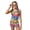 Abstract Rainbow Palm Tree, variant on Two Piece Taniki Swimsuit for Girls, Round Neck Top with Shorts Racerback Swimwear with Chest Pad, Modest Bathing Suit for 10-11 Year Olds, Easy Care, Peach Blossom Marble Blue