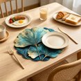 thumbnail image 6 of 5pcs Blue Gold Ginkgo Leaf Washable Heat-Resistant Placemats, Anti-Scald Premium Fabric, Elegant Leaf Emboss Craft, Decorative Table Mat for Formal Dinner Setting & Daily Household Dining Use, 6 of 7