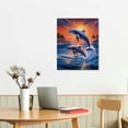 thumbnail image 3 of JRXY  Dolphin Sunset Canvas Wall Art Animal Painting Art Decor Prints Picture of Dolphins Jumping Out of Water Framed 12x16 in, 3 of 5
