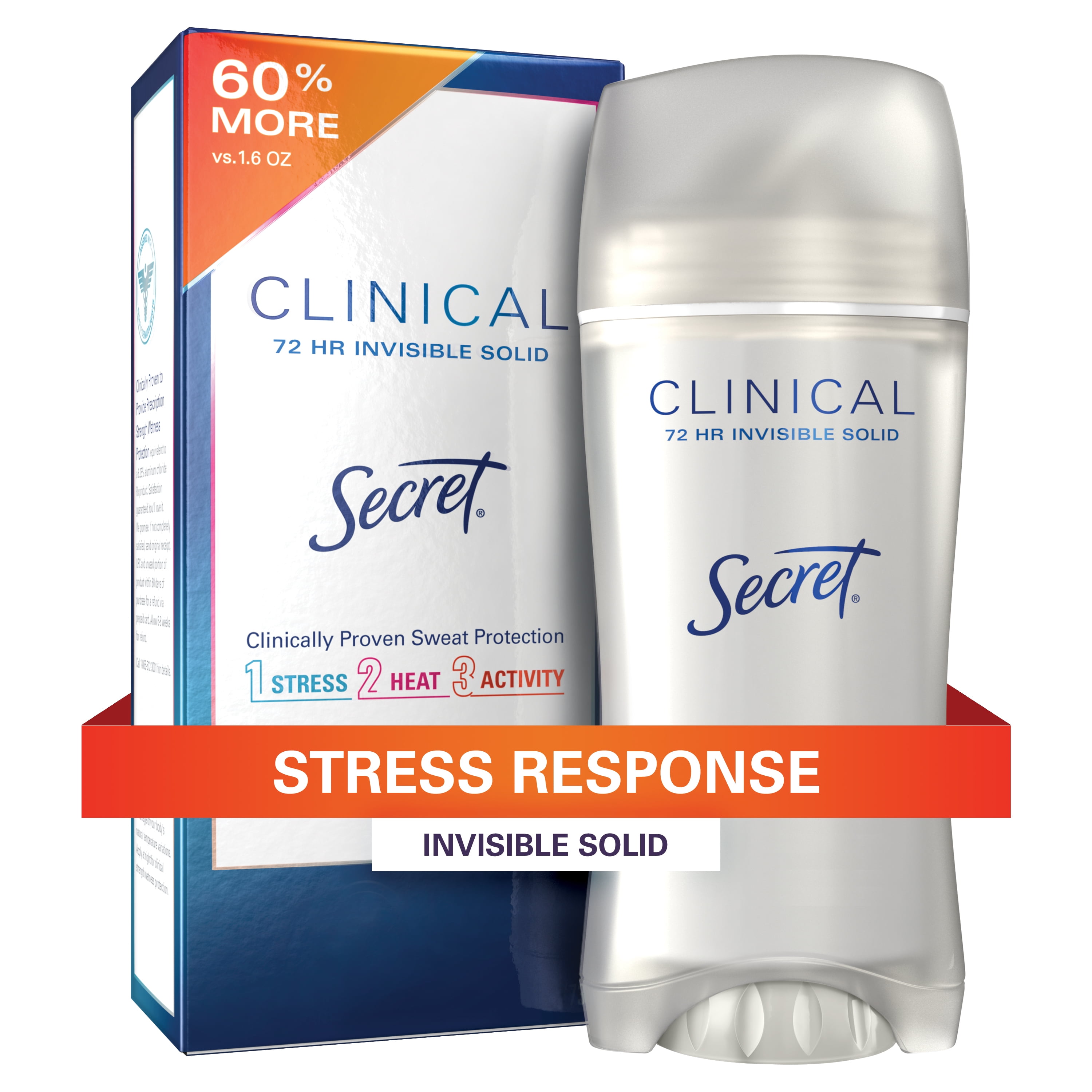 Secret Clinical Strength Invisible Solid Antiperspirant and Deodorant for Women, Stress Response, 2.6 oz