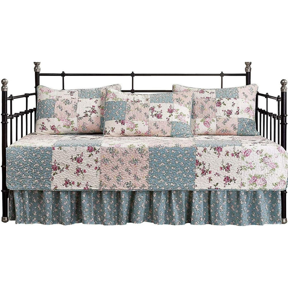 Chezmoi Collection 5Piece Floral Patchwork 100 Cotton Quilt Set
