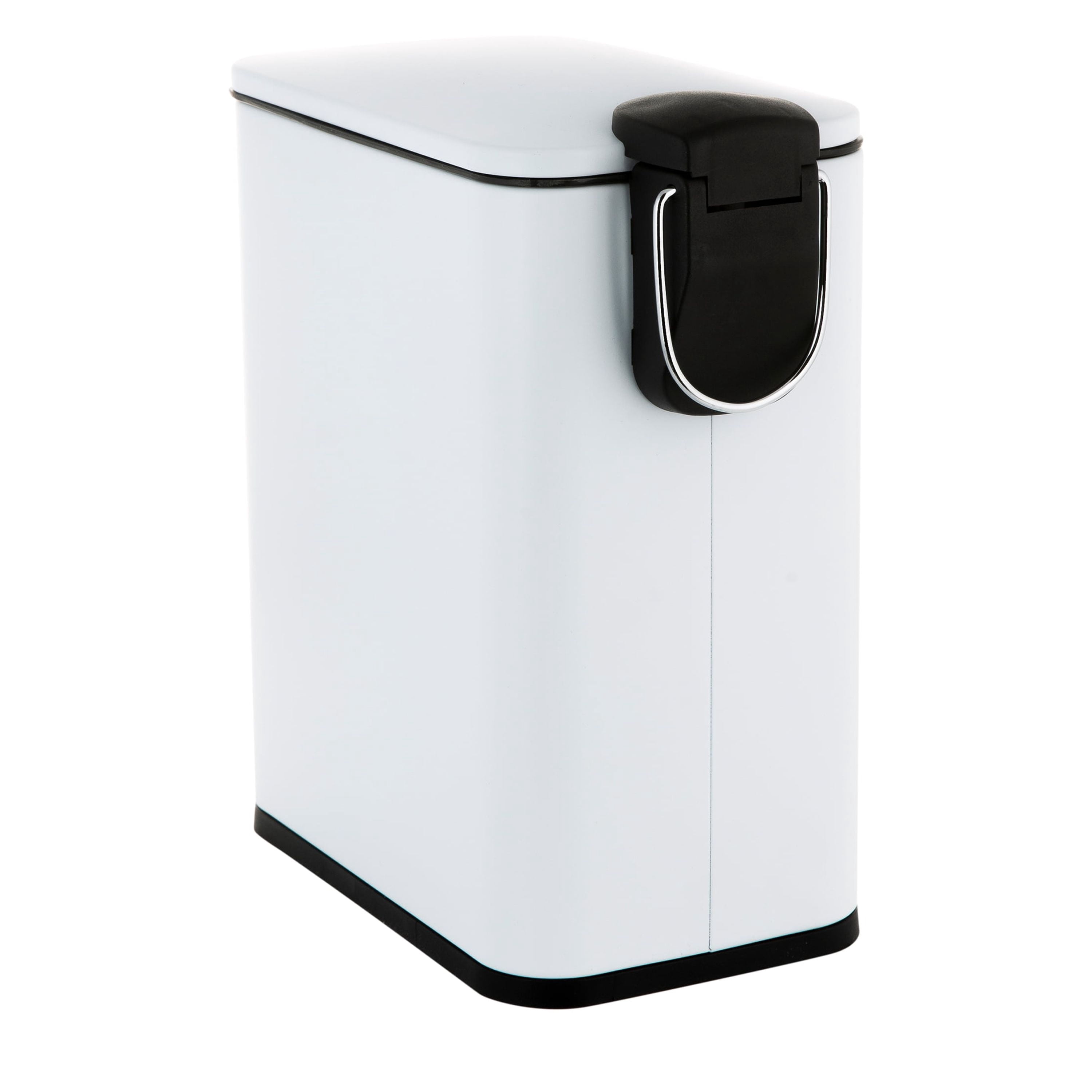 Bath Bliss Slim 1.3 gal Iron Step Pedal Bathroom Wastebasket with Soft Close Lid, White