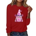 thumbnail image 2 of Yxbdin Womens Breast Cancer Awareness Shirts Funny Pink Ribbon Graphic Tees Crewneck Long Sleeve Fashion Tops Cancer Fighter Tshirts, 2 of 5